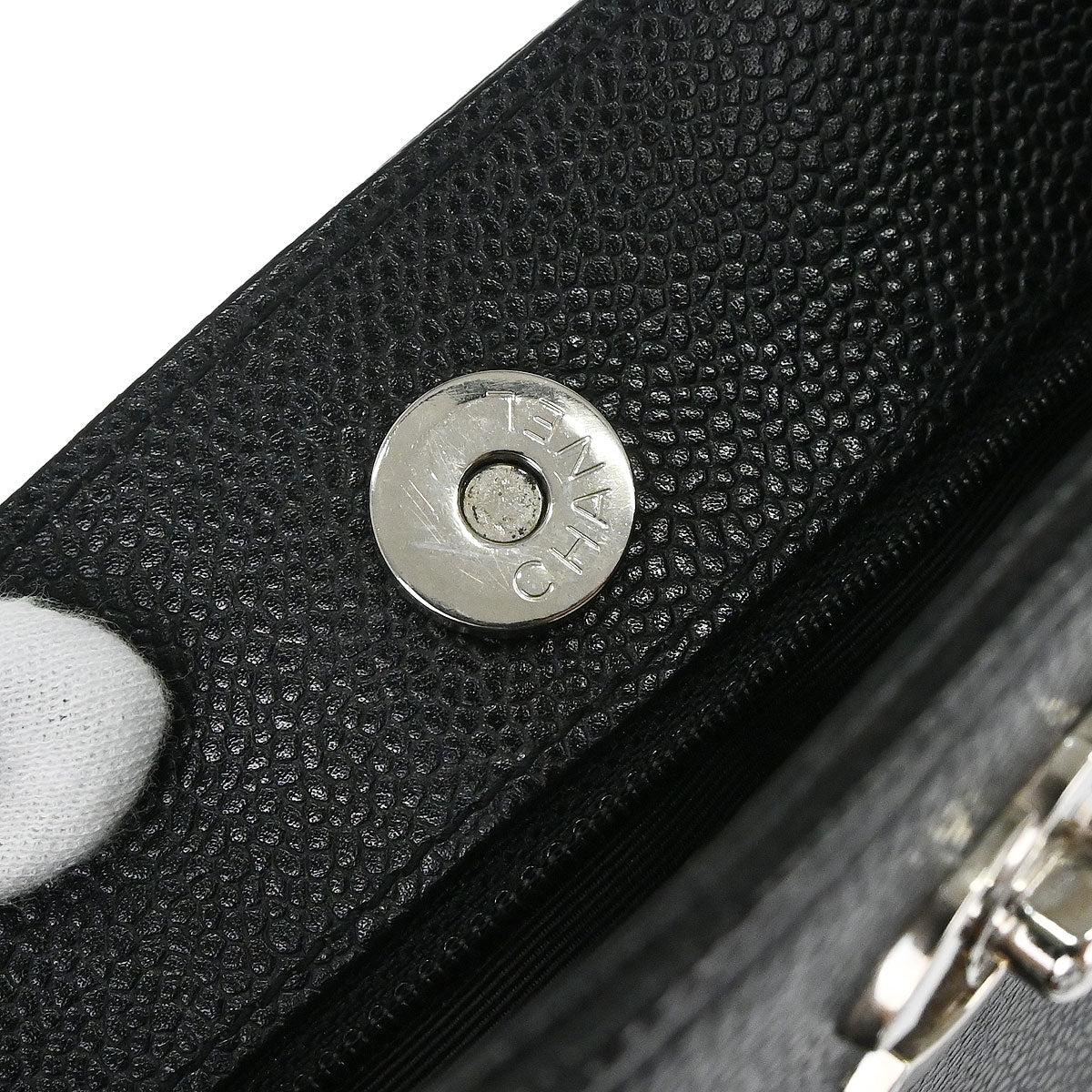 Chanel 2000-2002 Black Caviar Skin Shoulder Tote Bag
