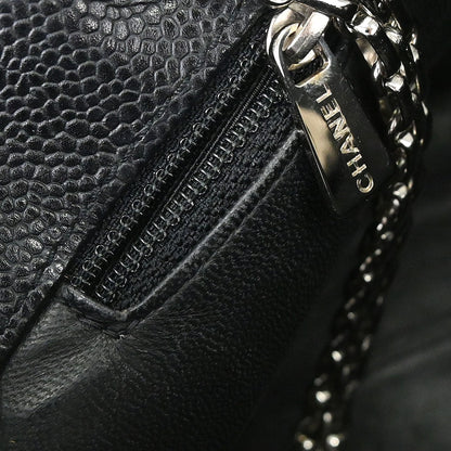 Chanel 2000-2002 Black Caviar Skin Shoulder Tote Bag