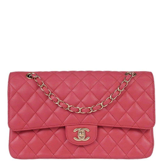 Chanel Pink Caviar Skin Medium Classic Double Flap Shoulder Bag