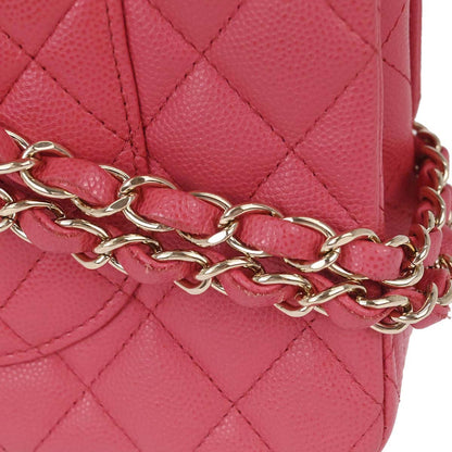 Chanel 2017 Pink Caviar Skin Medium Classic Double Flap Shoulder Bag