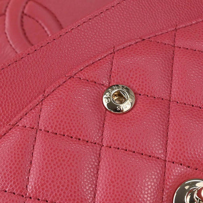 Chanel 2017 Pink Caviar Skin Medium Classic Double Flap Shoulder Bag