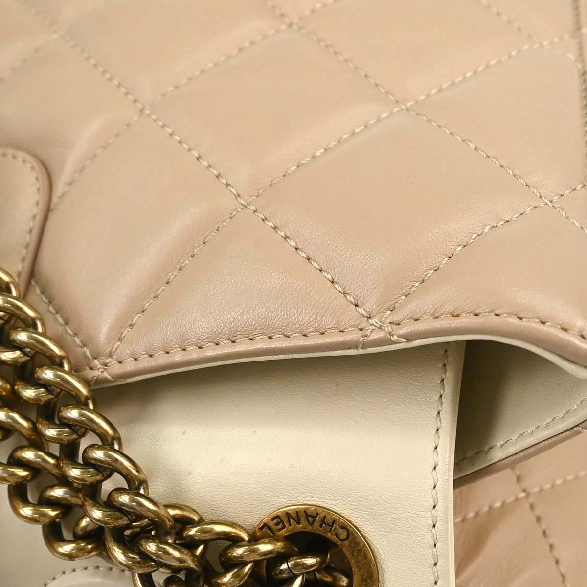 Chanel Beige Lambskin Portobello 2way Shoulder Handbag