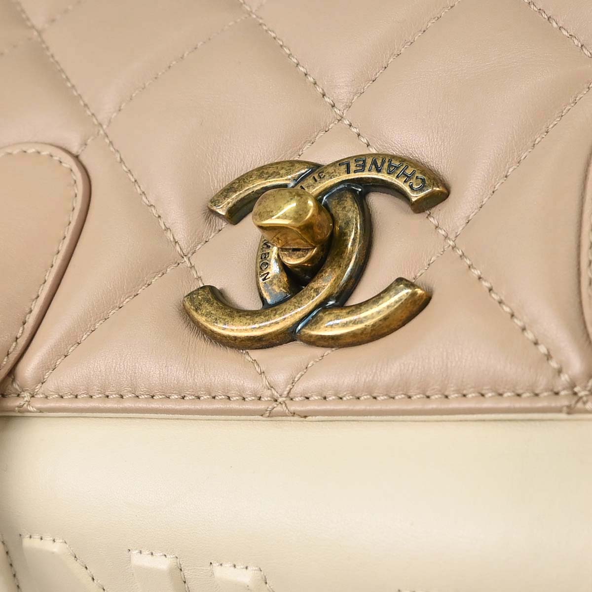 Chanel Beige Lambskin Portobello 2way Shoulder Handbag