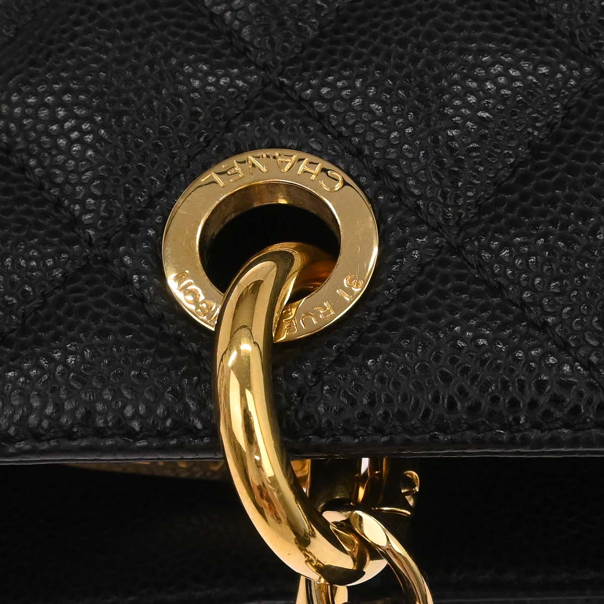 Chanel Black Caviar Skin Grand Shopping Tote GST Chain Handbag