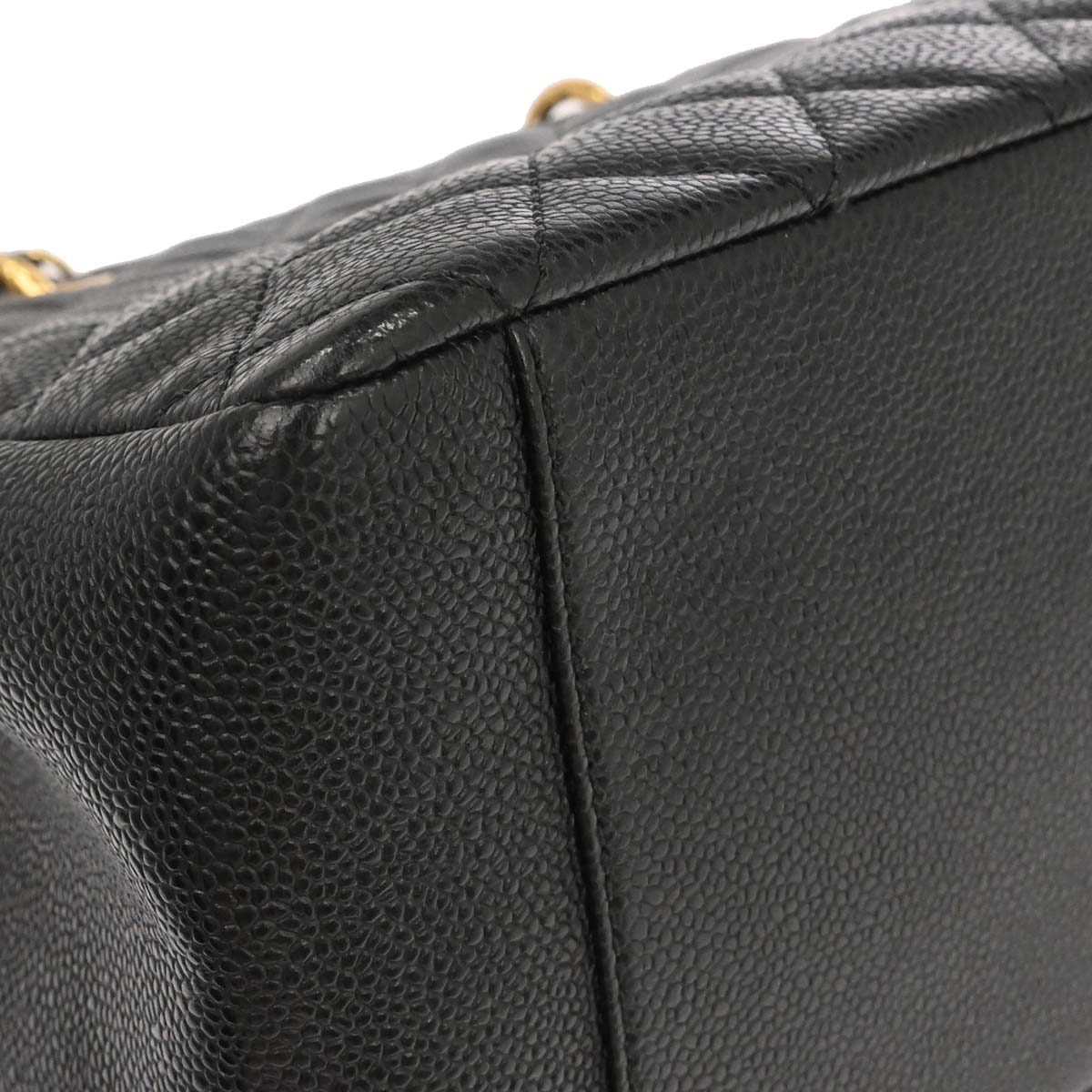 Chanel Black Caviar Skin Grand Shopping Tote GST Chain Handbag