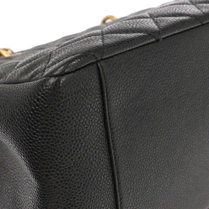Chanel Black Caviar Skin Grand Shopping Tote GST Chain Handbag