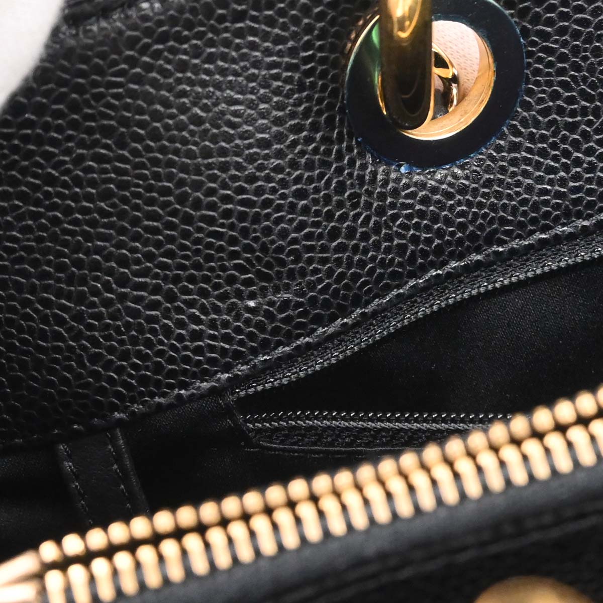 Chanel Black Caviar Skin Grand Shopping Tote GST Chain Handbag