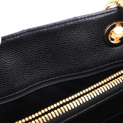Chanel Black Caviar Skin Grand Shopping Tote GST Chain Handbag
