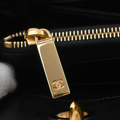 Chanel Black Caviar Skin Grand Shopping Tote GST Chain Handbag