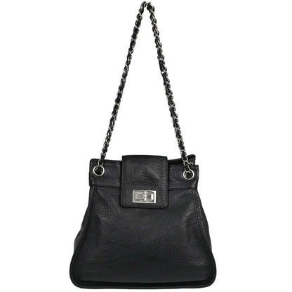 Chanel 2003-2004 Black Deerskin Mademoiselle Lock Shoulder Bag