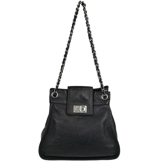 Chanel 2003-2004 Black Deerskin Mademoiselle Lock Shoulder Bag
