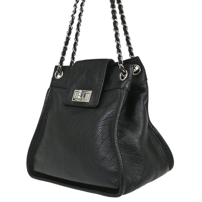 Chanel 2003-2004 Black Deerskin Mademoiselle Lock Shoulder Bag