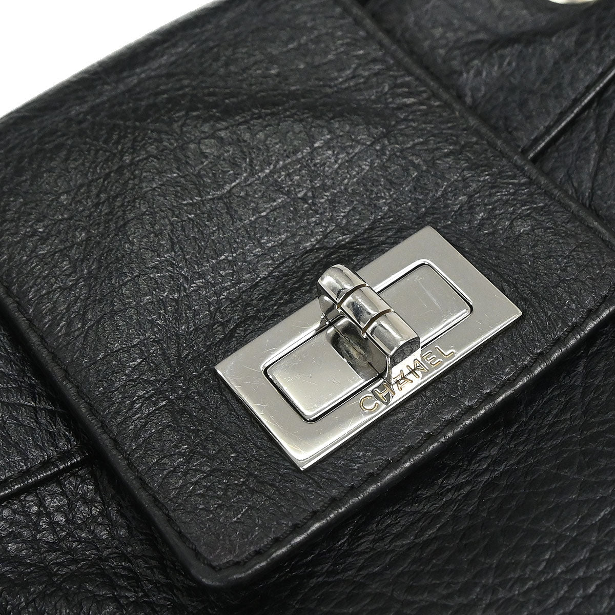 Chanel 2003-2004 Black Deerskin Mademoiselle Lock Shoulder Bag