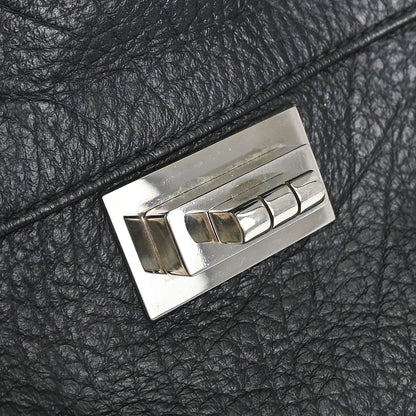 Chanel 2003-2004 Black Deerskin Mademoiselle Lock Shoulder Bag