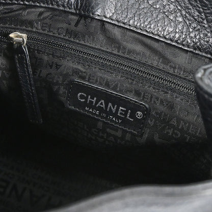 Chanel 2003-2004 Black Deerskin Mademoiselle Lock Shoulder Bag