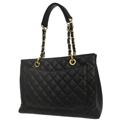 Chanel 2013-2014 Black Caviar Skin Grand Shopping Tote GST Chain Handbag