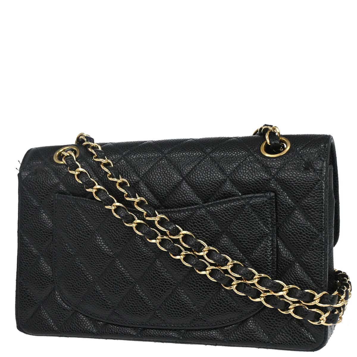 Chanel 2002-2003 Black Caviar Skin Small Classic Double Flap Shoulder Bag