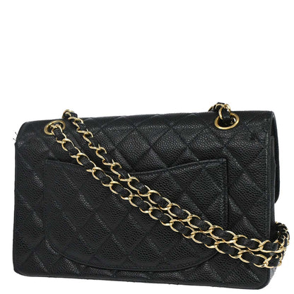 Chanel 2002-2003 Black Caviar Skin Small Classic Double Flap Shoulder Bag