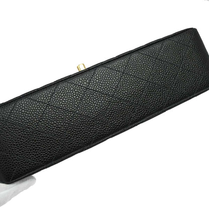 Chanel 2002-2003 Black Caviar Skin Small Classic Double Flap Shoulder Bag