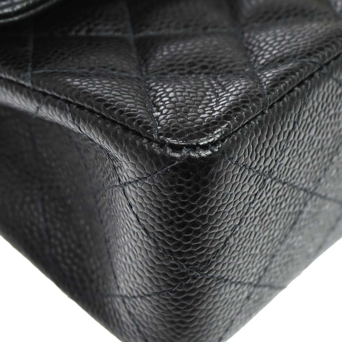 Chanel 2002-2003 Black Caviar Skin Small Classic Double Flap Shoulder Bag