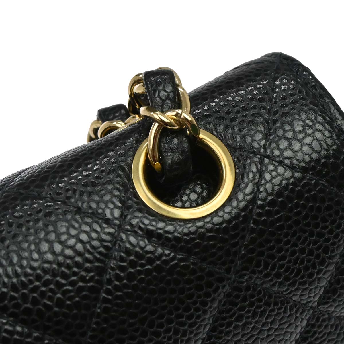 Chanel 2002-2003 Black Caviar Skin Small Classic Double Flap Shoulder Bag