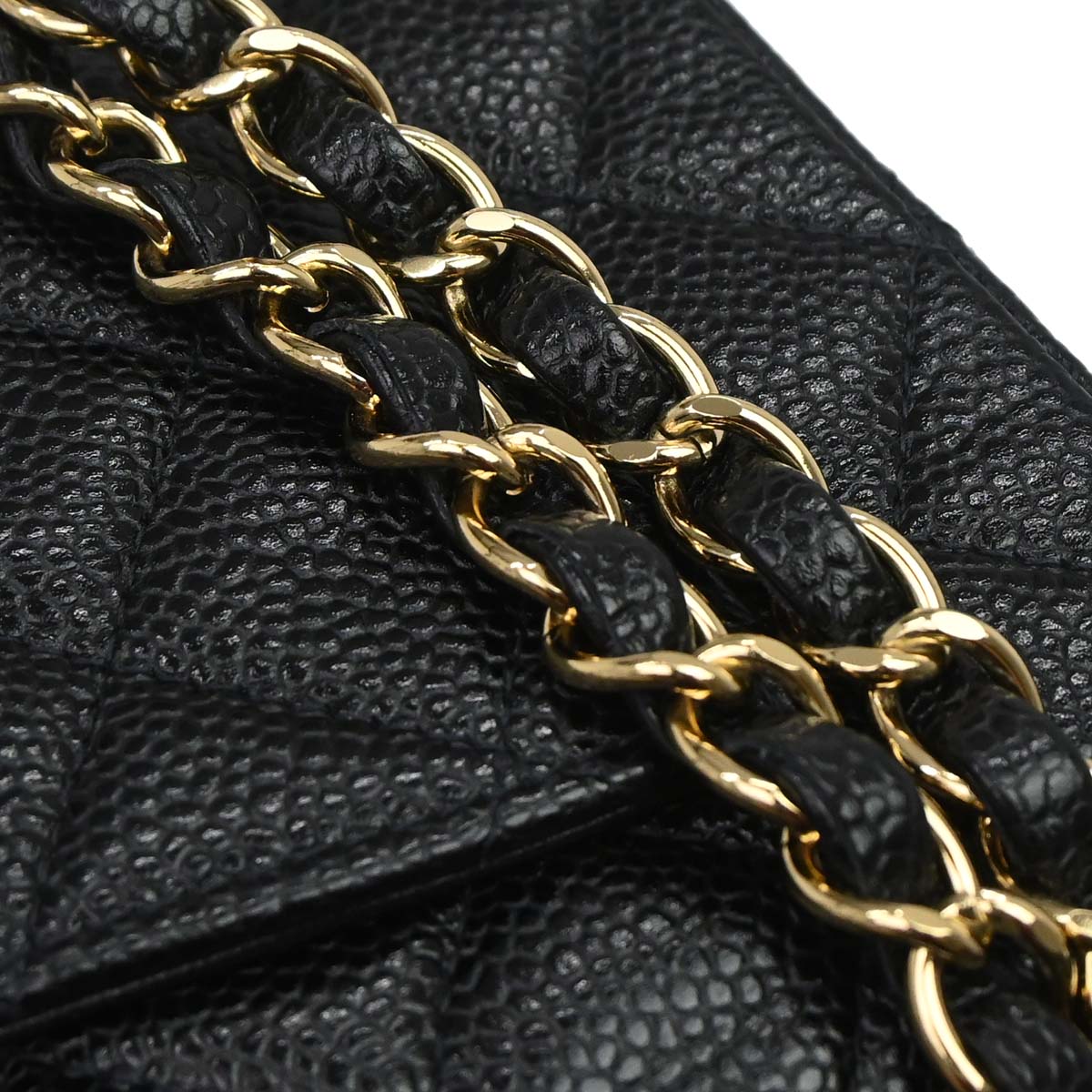 Chanel 2002-2003 Black Caviar Skin Small Classic Double Flap Shoulder Bag