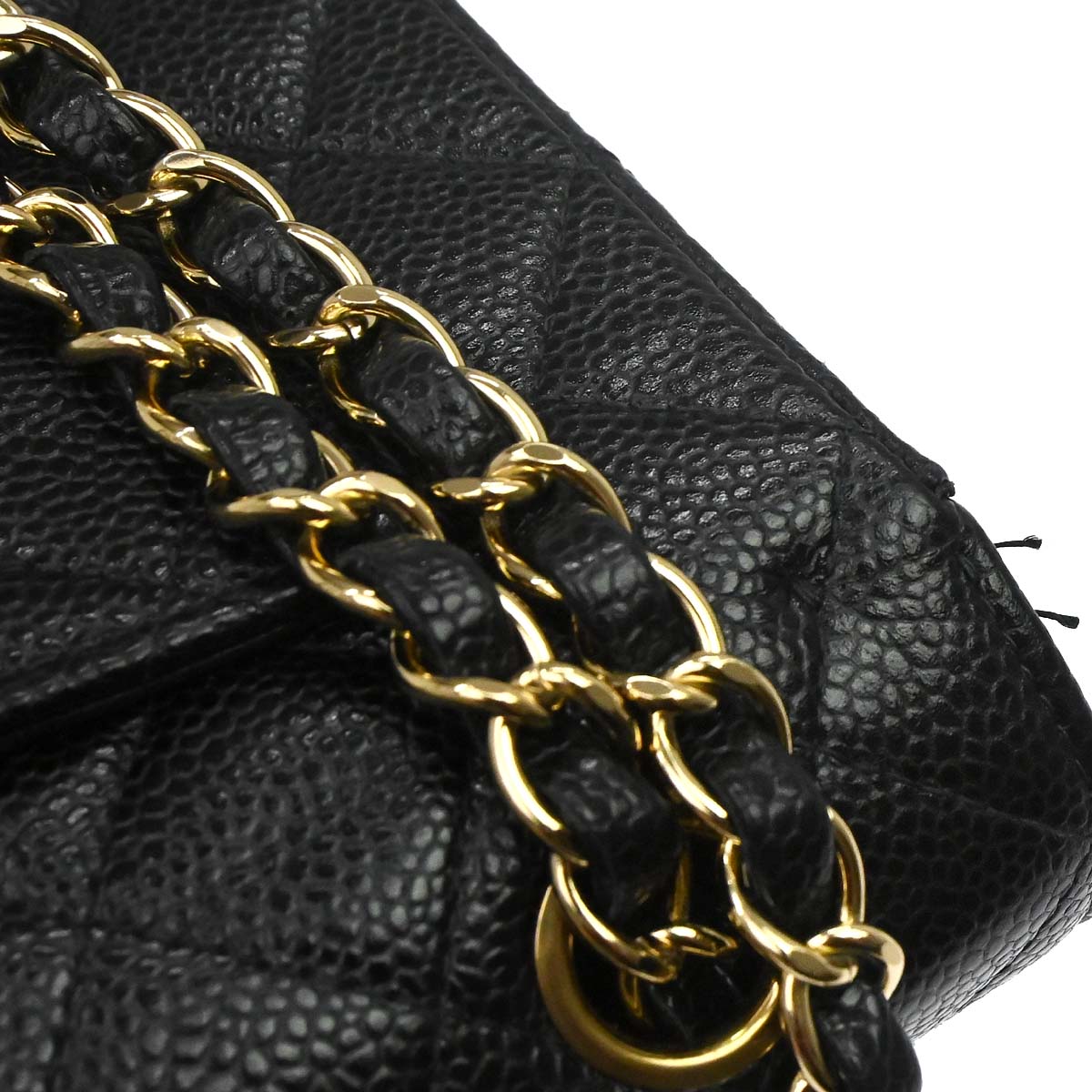 Chanel 2002-2003 Black Caviar Skin Small Classic Double Flap Shoulder Bag