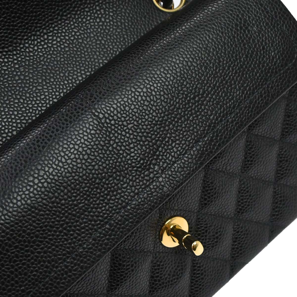 Chanel 2002-2003 Black Caviar Skin Small Classic Double Flap Shoulder Bag