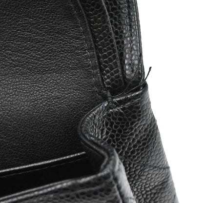 Chanel 2002-2003 Black Caviar Skin Small Classic Double Flap Shoulder Bag