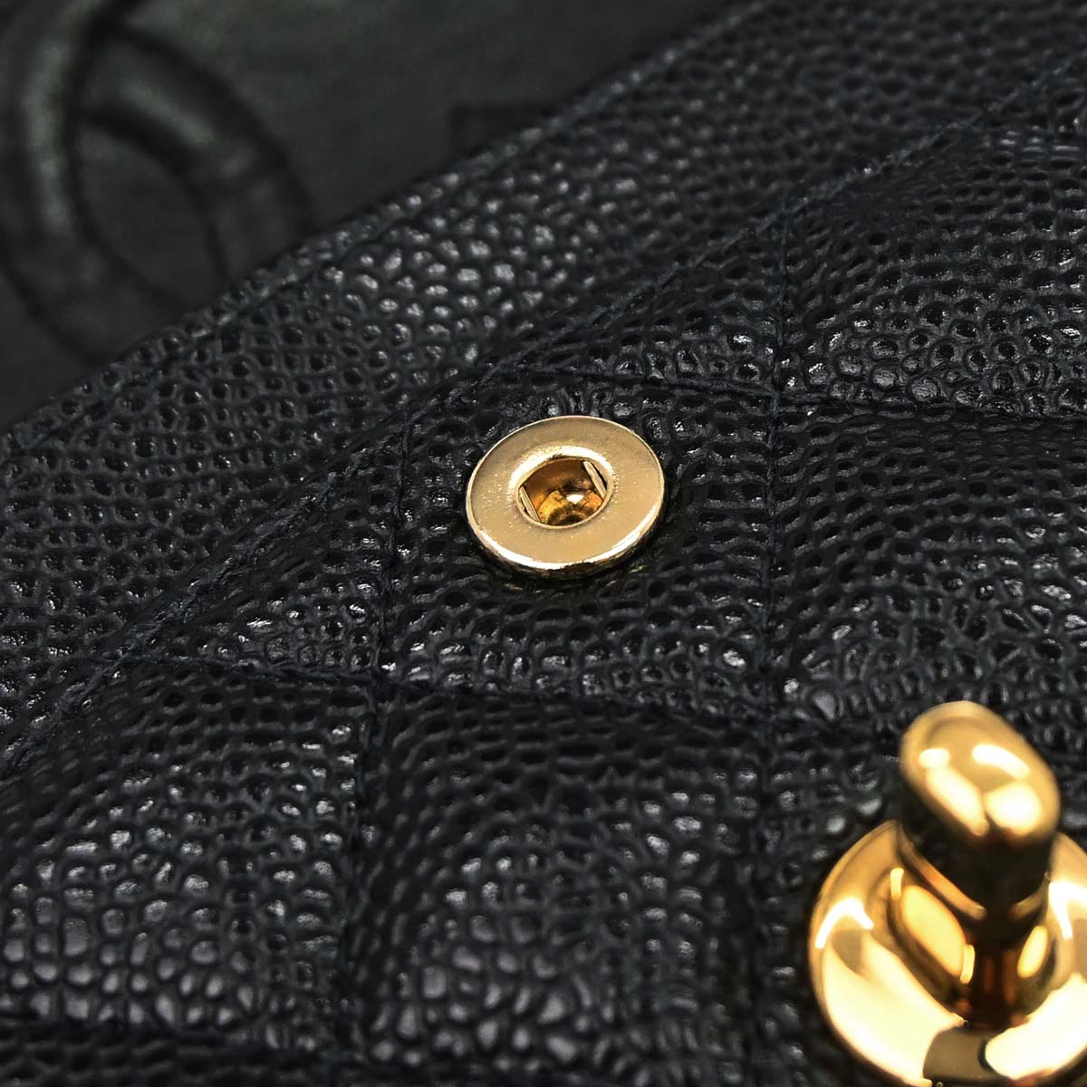 Chanel 2002-2003 Black Caviar Skin Small Classic Double Flap Shoulder Bag