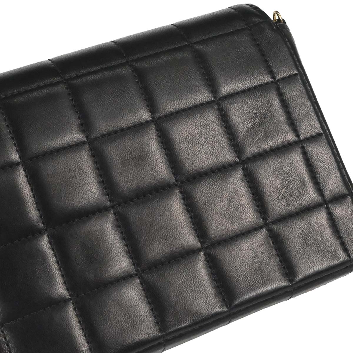Chanel 2002-2003 Black Lambskin Choco Bar East West Shoulder Bag