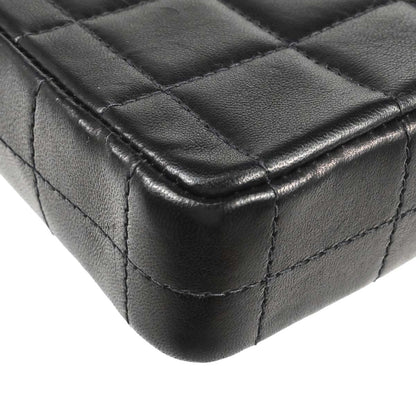 Chanel 2002-2003 Black Lambskin Choco Bar East West Shoulder Bag