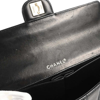 Chanel 2002-2003 Black Lambskin Choco Bar East West Shoulder Bag