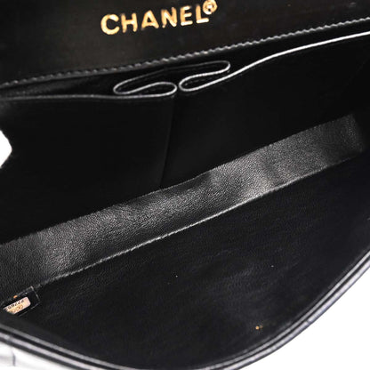 Chanel 2002-2003 Black Lambskin Choco Bar East West Shoulder Bag