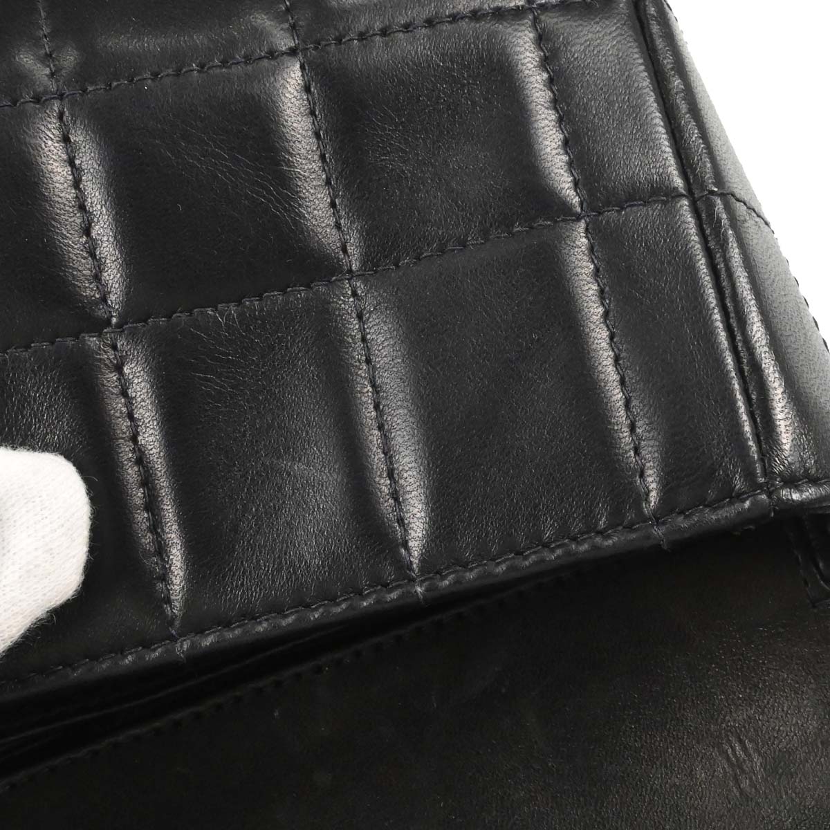 Chanel 2002-2003 Black Lambskin Choco Bar East West Shoulder Bag