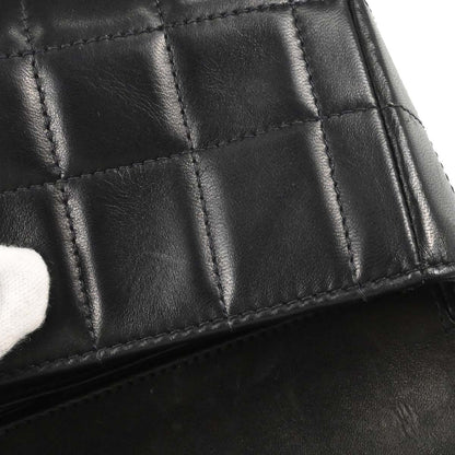 Chanel 2002-2003 Black Lambskin Choco Bar East West Shoulder Bag