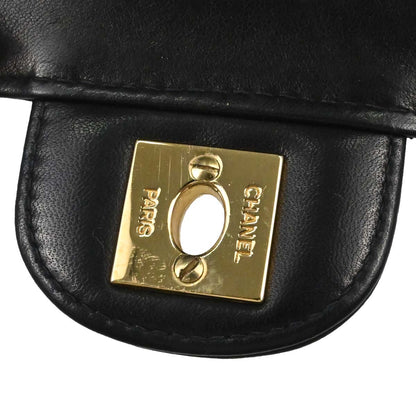 Chanel 2002-2003 Black Lambskin Choco Bar East West Shoulder Bag