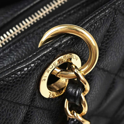Chanel Black Caviar Skin Petite Timeless Tote PTT Chain Handbag