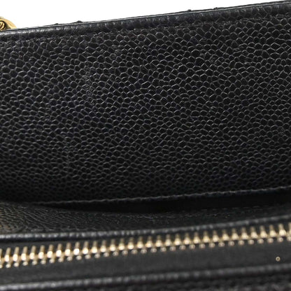 Chanel Black Caviar Skin Petite Timeless Tote PTT Chain Handbag