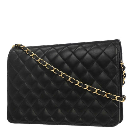 Chanel 2010-2011 Black Lambskin Turnlock Medium Half Flap Shoulder Bag