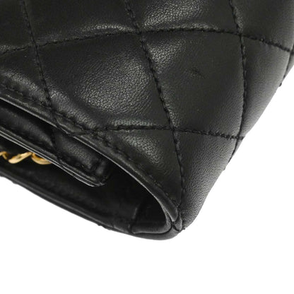 Chanel 2010-2011 Black Lambskin Turnlock Medium Half Flap Shoulder Bag