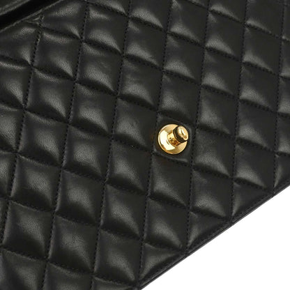 Chanel 2010-2011 Black Lambskin Turnlock Medium Half Flap Shoulder Bag