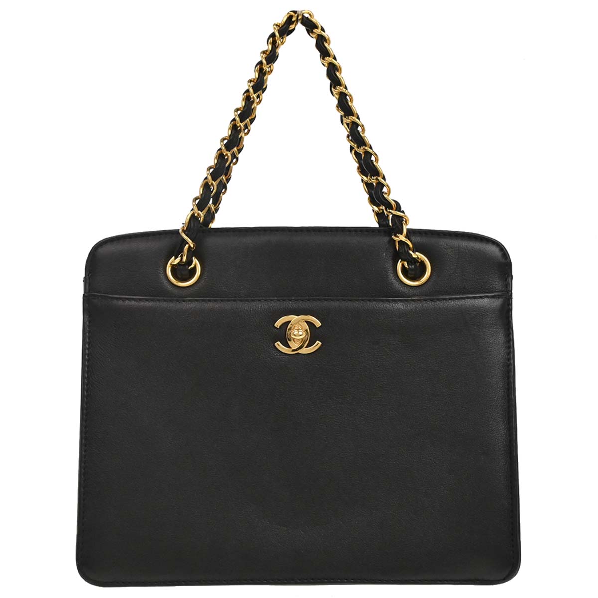 Chanel 1997-1999 Black Lambskin Tote Handbag