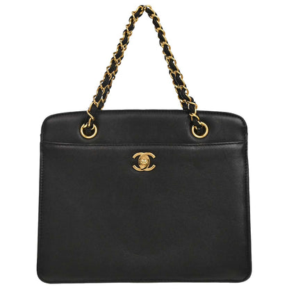 Chanel 1997-1999 Black Lambskin Tote Handbag