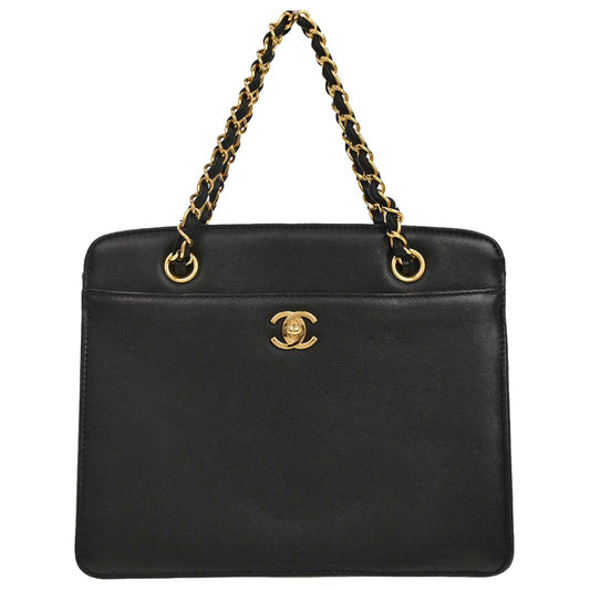 Chanel 1997-1999 Black Lambskin Tote Handbag