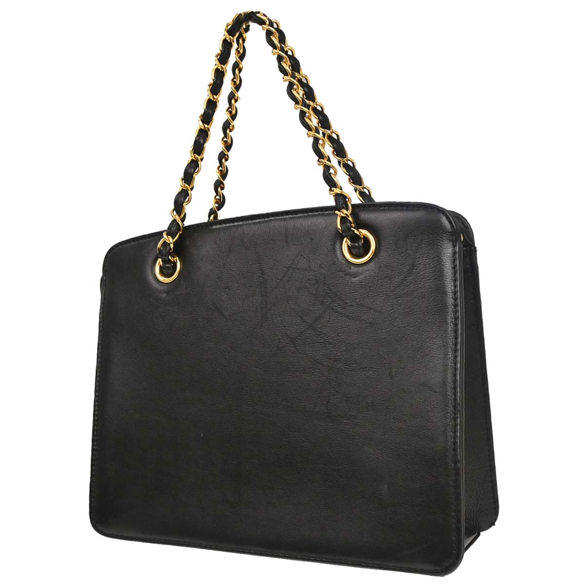 Chanel 1997-1999 Black Lambskin Tote Handbag