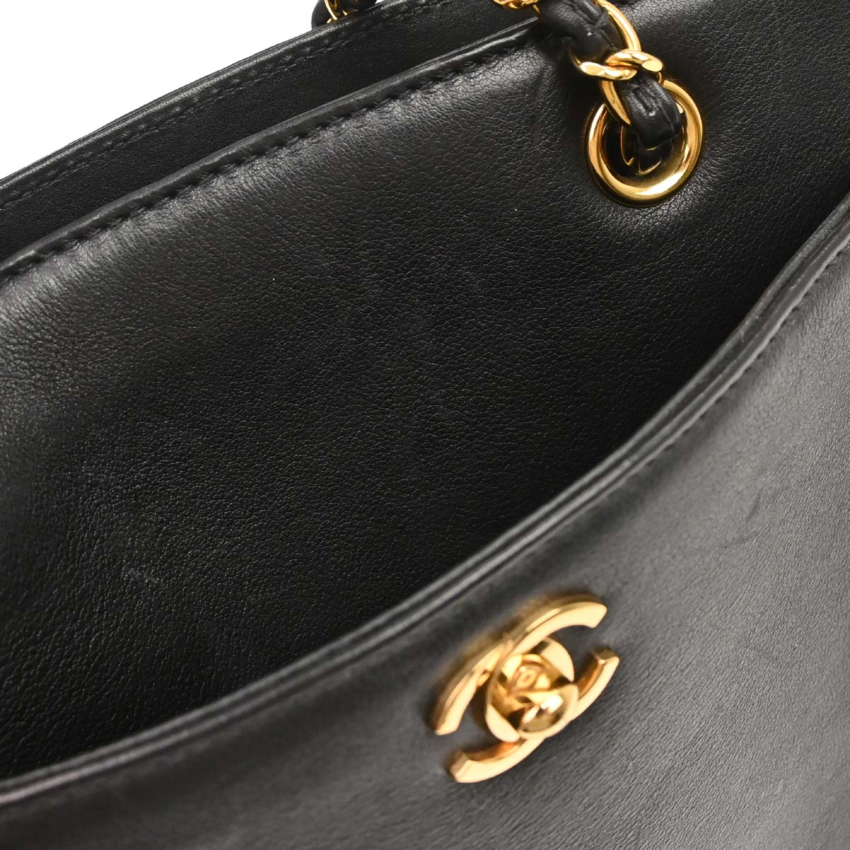 Chanel 1997-1999 Black Lambskin Tote Handbag