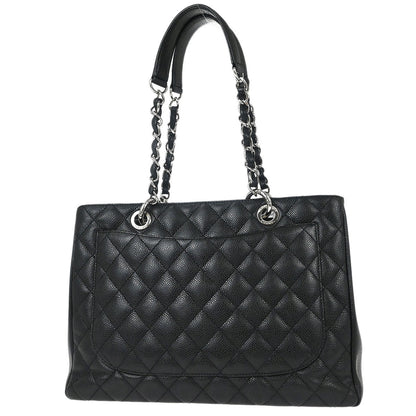 Chanel Black Caviar Skin Grand Shopping Tote GST Chain Handbag