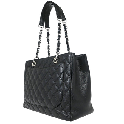 Chanel Black Caviar Skin Grand Shopping Tote GST Chain Handbag