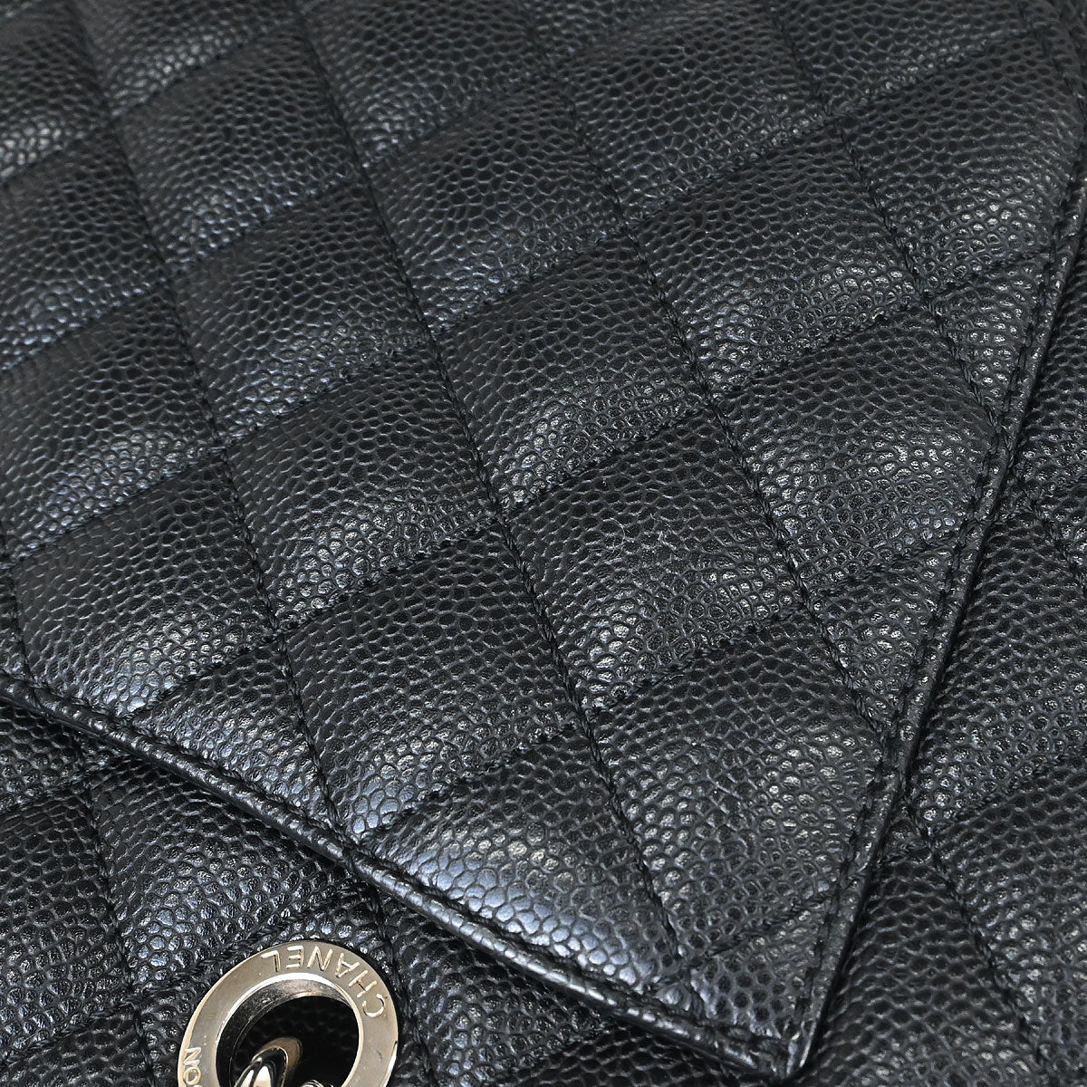 Chanel Black Caviar Skin Grand Shopping Tote GST Chain Handbag